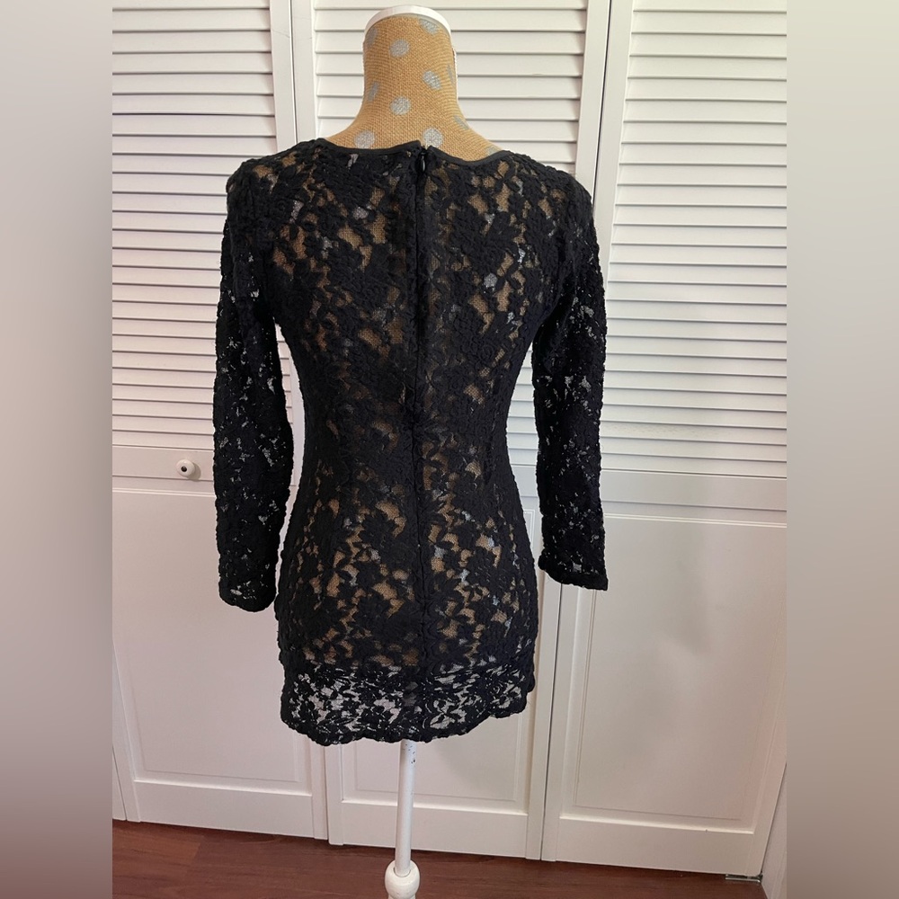 Vintage lace black zip up dress - Picture 4 of 5